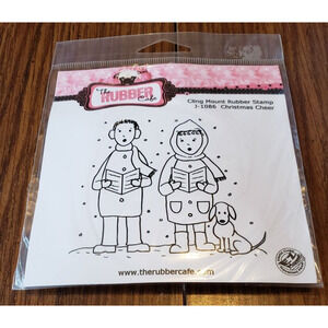 Rubber Cafe Christmas Cheer Carolers J1086 Christmas Rubber Stamp